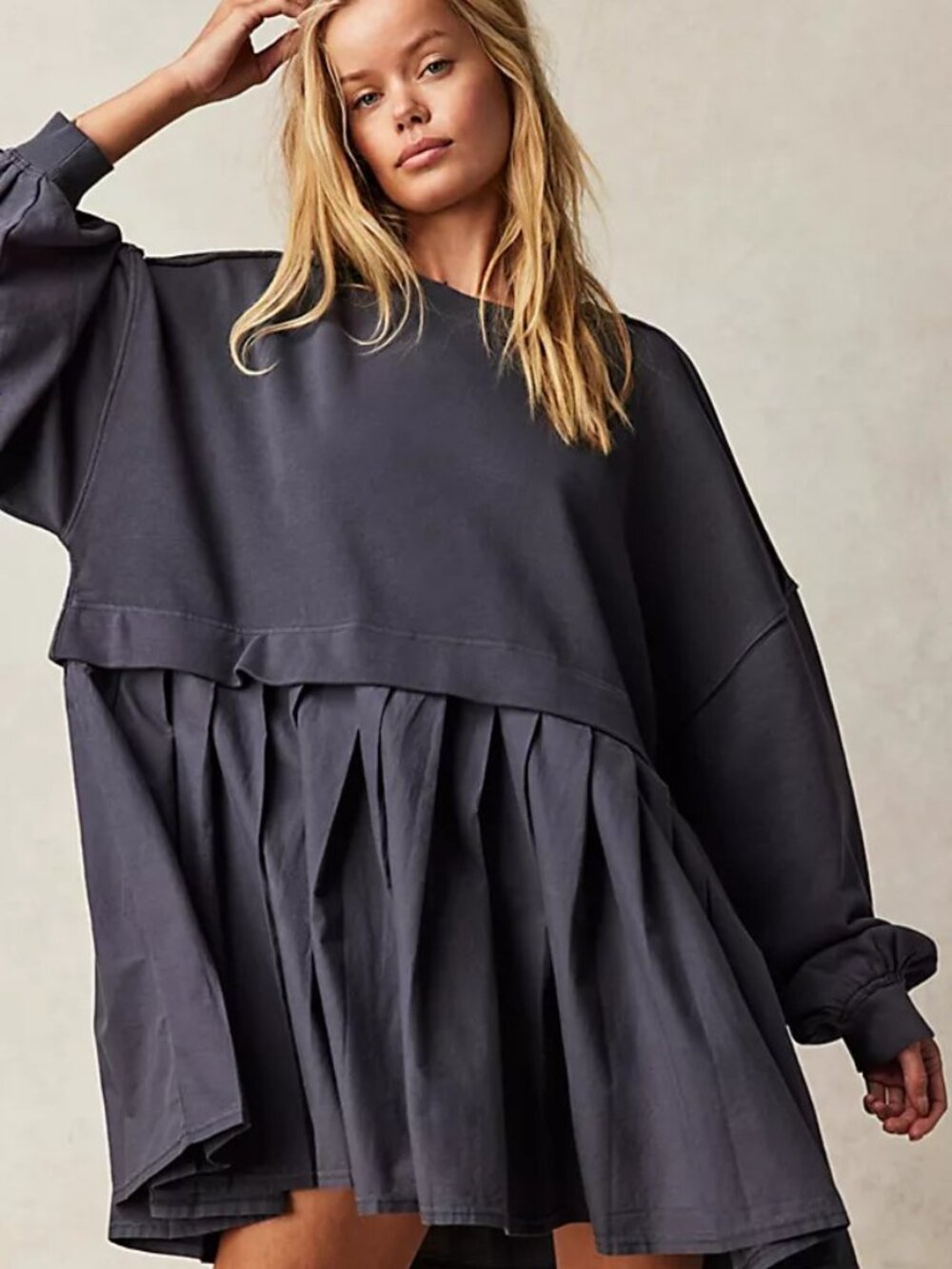 Free People Eleanor Oversized Relaxed Fit Sweatshirt Peppery Combo Size S-M